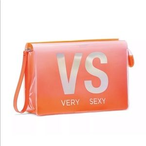 Victoria’s Secret lucite orange beauty bag NWT